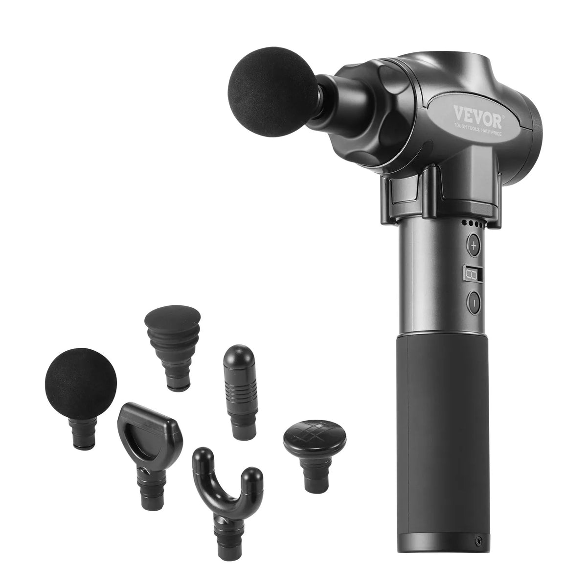VEVOR Deep Tissue Massage Gun with 9 Speed Levels and 6 Massage Heads, 24V 2500mAh Battery, Percussion Muscle Massage Device for Athletes Pain Relief and Muscle Relaxation