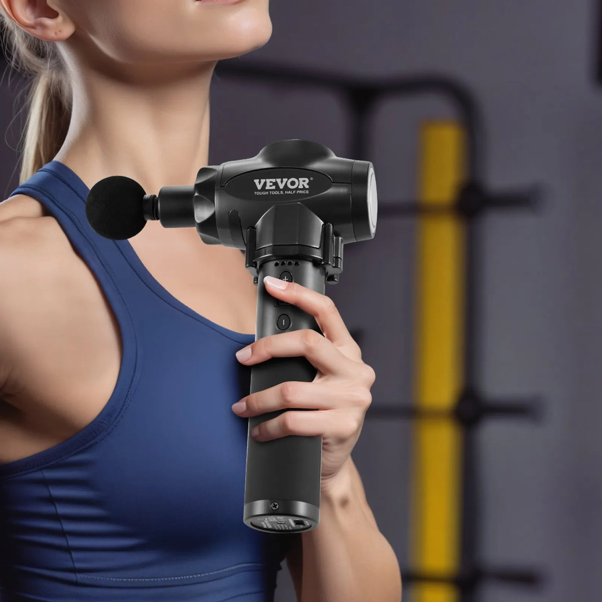 VEVOR Deep Tissue Massage Gun with 9 Speed Levels and 6 Massage Heads, 24V 2500mAh Battery, Percussion Muscle Massage Device for Athletes Pain Relief and Muscle Relaxation
