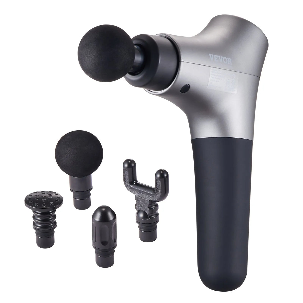 VEVOR Deep Tissue Massage Gun, Percussion Muscle Massage Device for Athletes with 6 Speed Levels and 4 Massage Heads, 12V 2500mAh Battery, Mini Handheld Massage Gun for Pain Relief and Muscle Relaxation