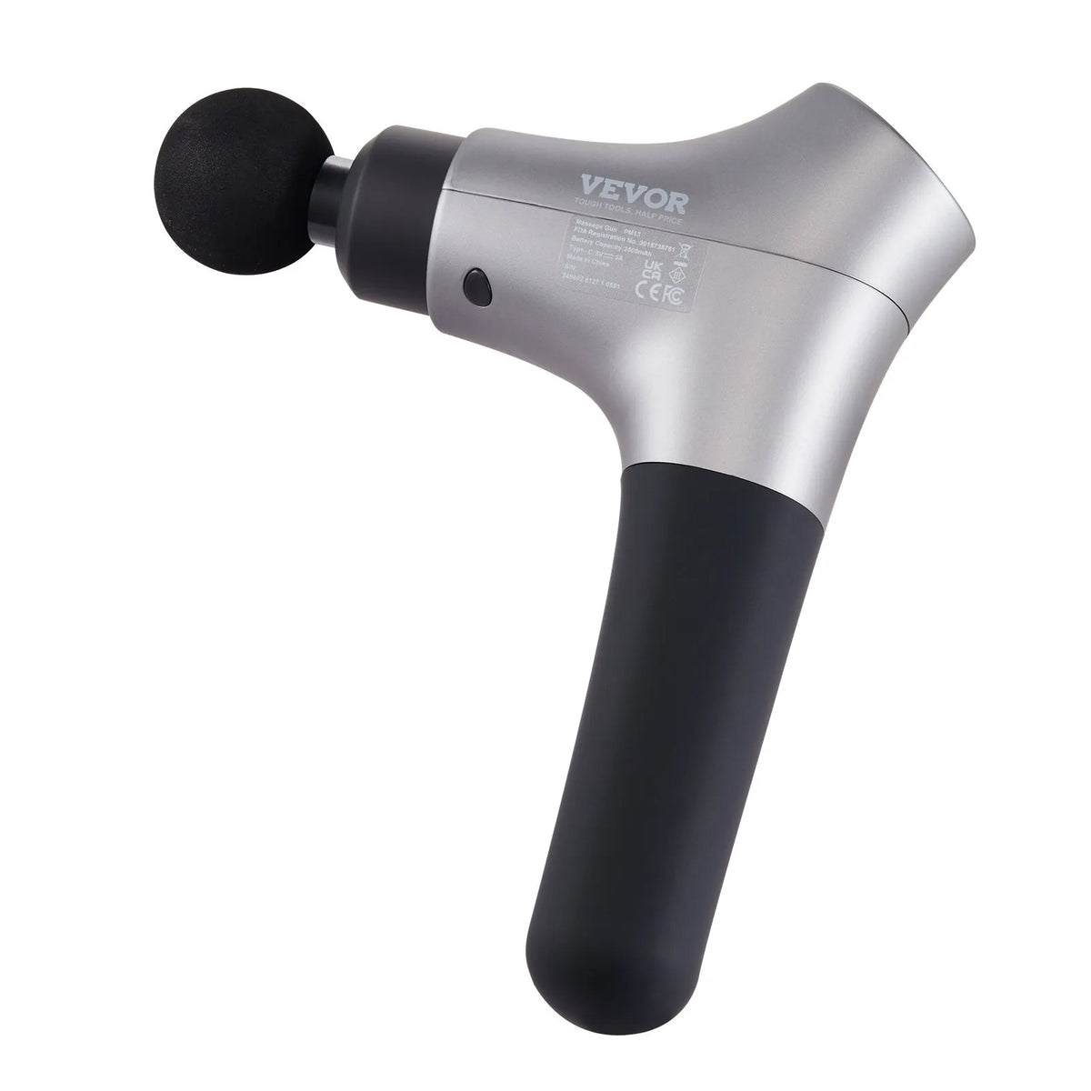 VEVOR Deep Tissue Massage Gun, Percussion Muscle Massage Device for Athletes with 6 Speed Levels and 4 Massage Heads, 12V 2500mAh Battery, Mini Handheld Massage Gun for Pain Relief and Muscle Relaxation