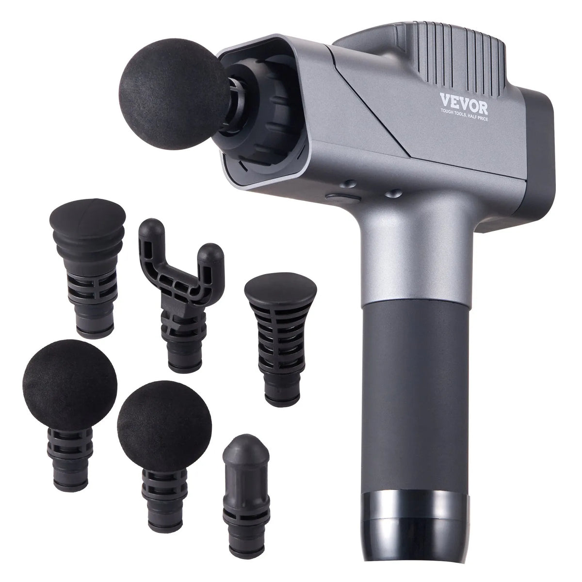 VEVOR Deep Tissue Massage Gun, Percussion Muscle Massage Device for Athletes with 8 Speed Levels and 6 Massage Heads, 16V 2500mAh Battery, Handheld Massage Gun for Pain Relief and Muscle Relaxation