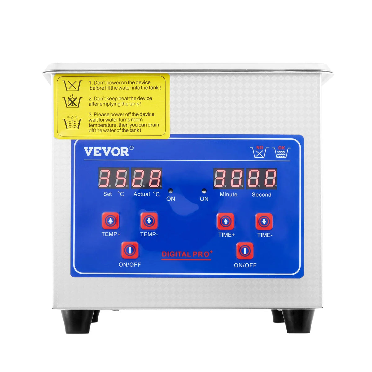 VEVOR Professional Ultrasonic Cleaner, 0.3 l Ultrasonic Jewellery Cleaner with Digital Timer and Heating, Stainless Steel 40 kHz Industrial Ultrasonic Cleaner for Glasses, Watches, Rings and Small Parts