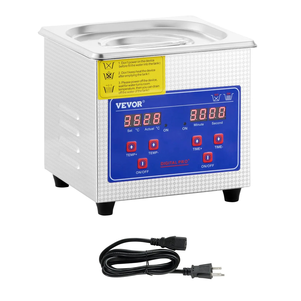VEVOR Professional Ultrasonic Cleaner, 0.3 l Ultrasonic Jewellery Cleaner with Digital Timer and Heating, Stainless Steel 40 kHz Industrial Ultrasonic Cleaner for Glasses, Watches, Rings and Small Parts