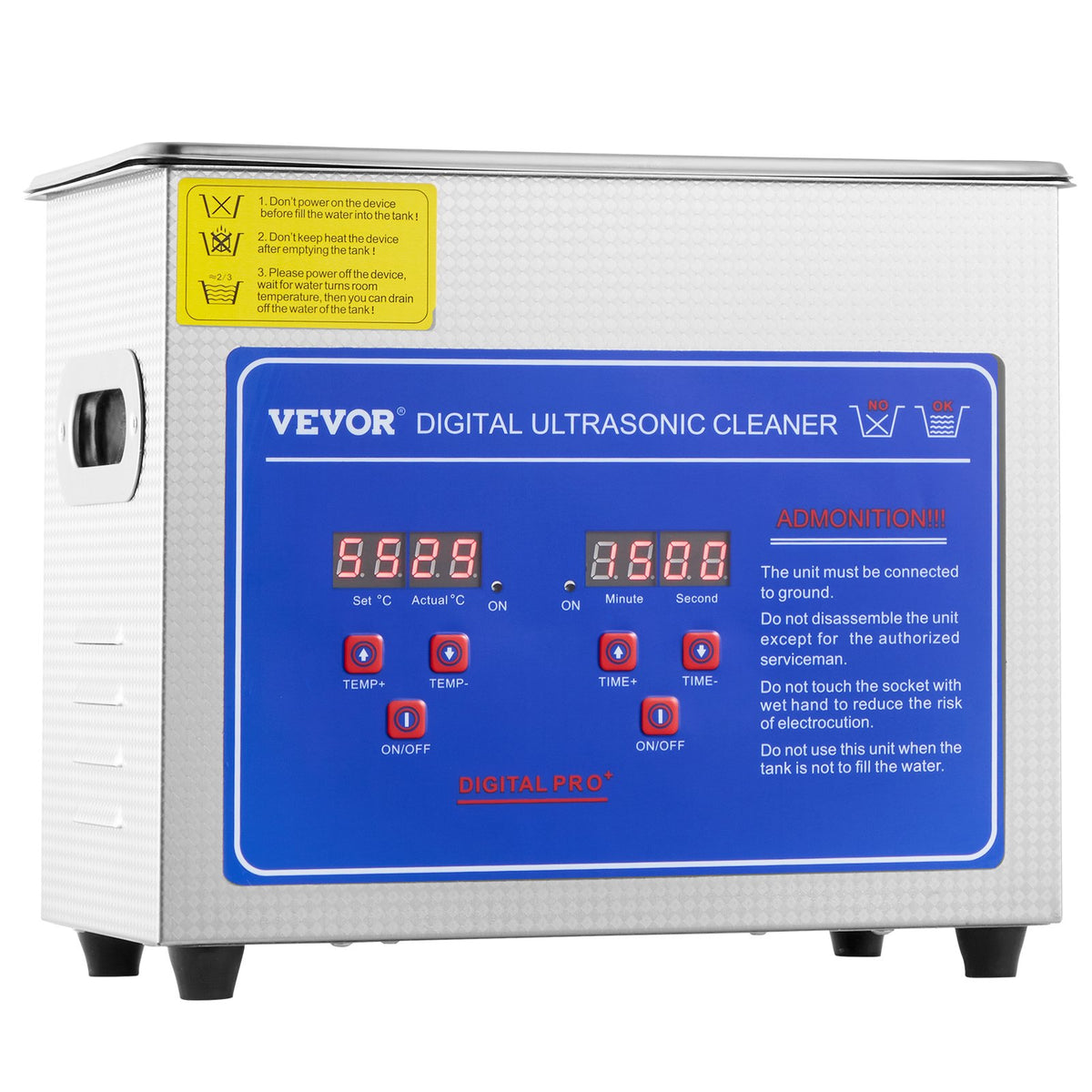 VEVOR 3L Ultrasonic Cleaning Machine Stainless Steel with Digital Heater and Timer, Suitable for Jewellery Cleaning, Commercial and Home Use