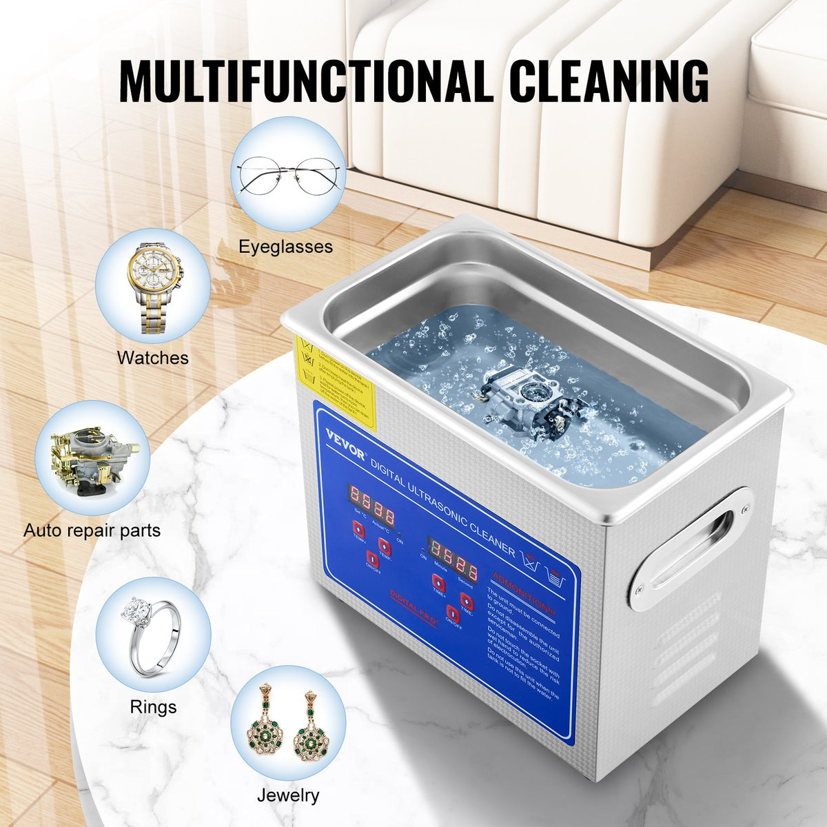 VEVOR 3L Ultrasonic Cleaning Machine Stainless Steel with Digital Heater and Timer, Suitable for Jewellery Cleaning, Commercial and Home Use