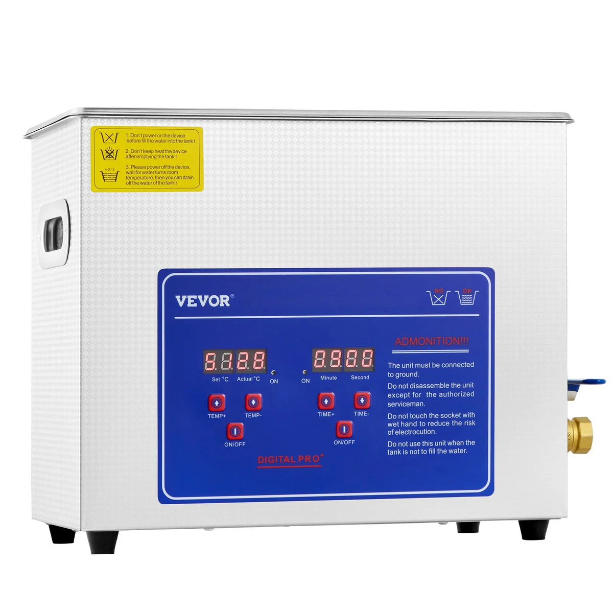 VEVOR Professional Ultrasonic Cleaner, 6 L Stainless Steel Tank Cleaner with Digital Timer and Heater, 40 kHz Cleaning for Glasses, Watches, Rings and Small Parts