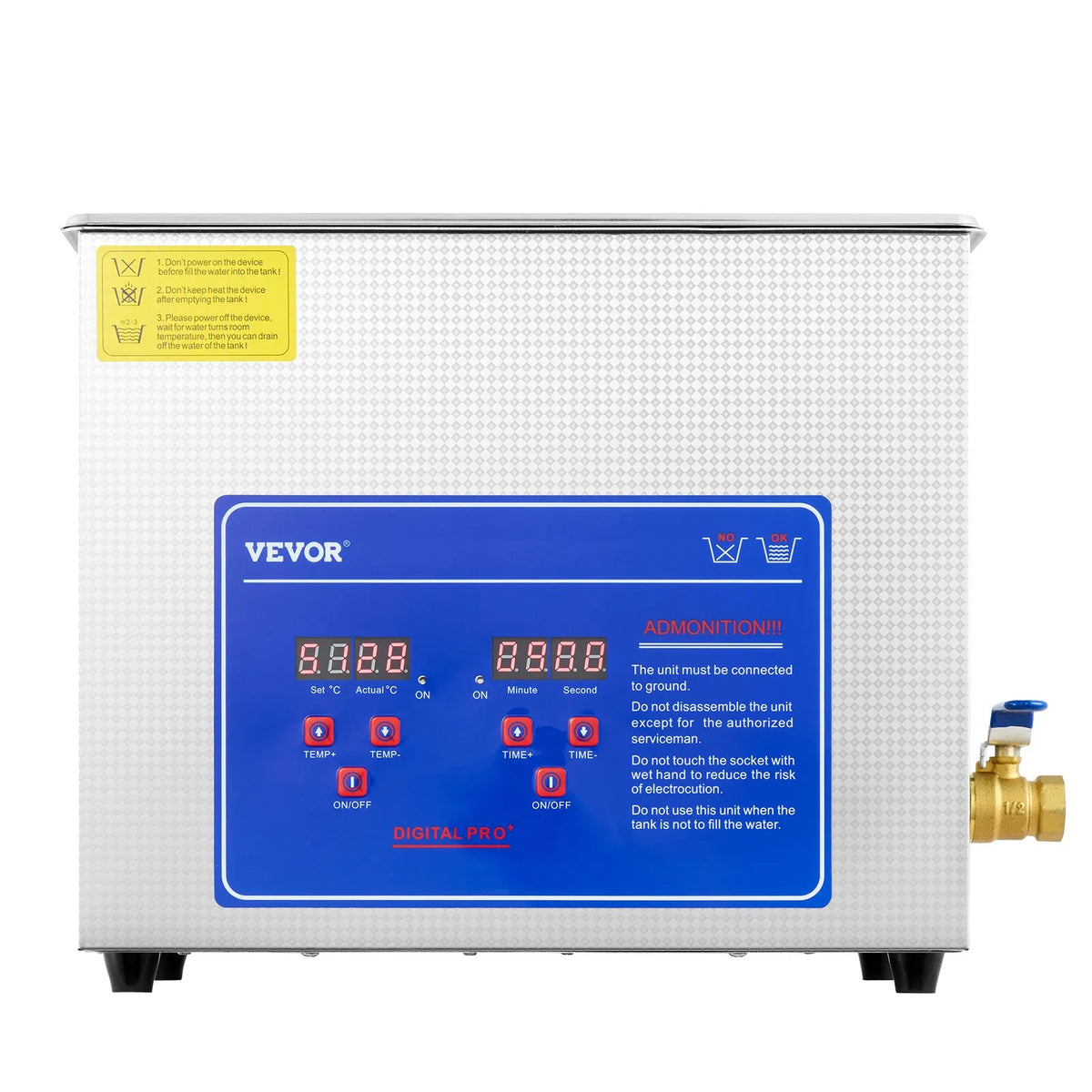 VEVOR Professional Ultrasonic Cleaner, 6 L Stainless Steel Tank Cleaner with Digital Timer and Heater, 40 kHz Cleaning for Glasses, Watches, Rings and Small Parts