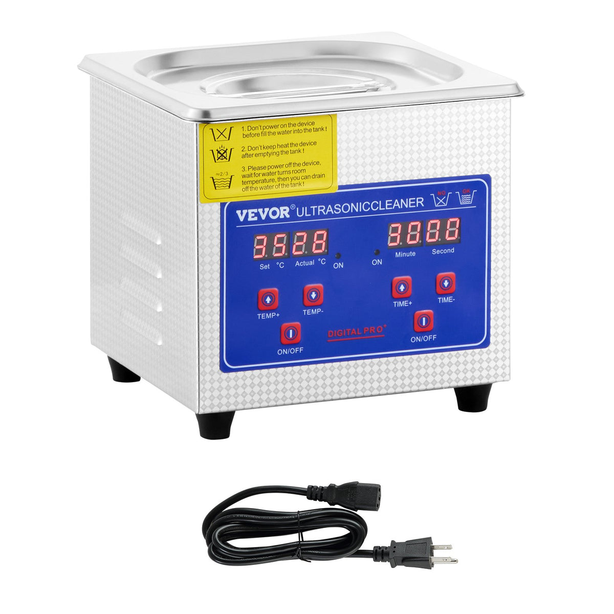 VEVOR 15L Ultraskaņas Tīrīšanas Ierīce Nerūsējošā tērauda ultraskaņas tīrīšanas ierīce ar digitālu sildītāju un taimeri, piemērota juvelierizstrādājumu tīrīšanai komerciālai un mājas lietošanai (15L)