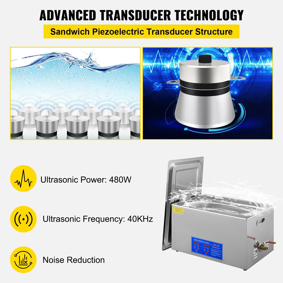 VEVOR 22 L Ultrasonic Cleaning Machine Stainless Steel with Digital Heater, Timer and Basket (22 L) — Suitable for Commercial and Home Use, Providing Efficient Ultrasonic Cleaning for Jewellery, Glasses, Instruments and Other Items