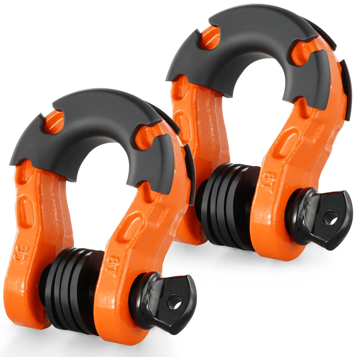 2 pcs 19 mm D-shaped shackles with 22 mm screw pin, 30,000 kg breaking strength