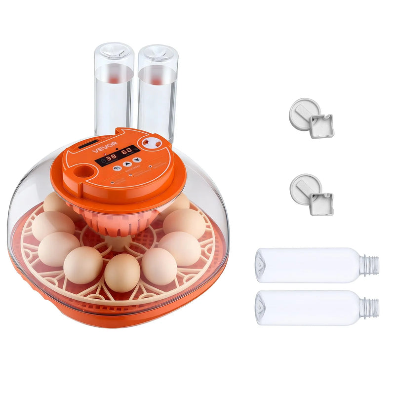 VEVOR 12 olu inkubators ar automātisku olu grozītāju, LED ovoskopu, temperatūras un mitruma kontroli, caurspīdīgu 360° skata logu putnu olu inkubēšanai mājai un saimniecībai (cāļi, pīles, zosis, paipalas)