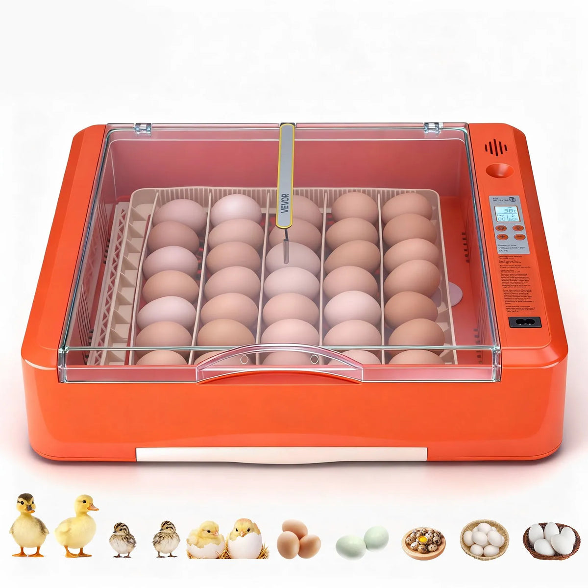 VEVOR Egg Incubator for 36 Eggs with Automatic Turning, Egg Candler and Humidity Control