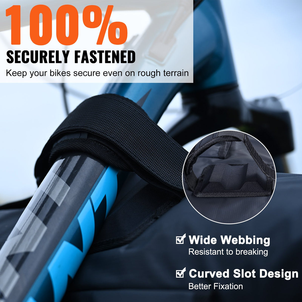 VEVOR Bicycle Carrier Rack for Truck Bed, 840 mm, Fits 2 Mountain Bikes, with Reflective Strips and Tool Pockets, Universal Model for Small Pickup Trucks