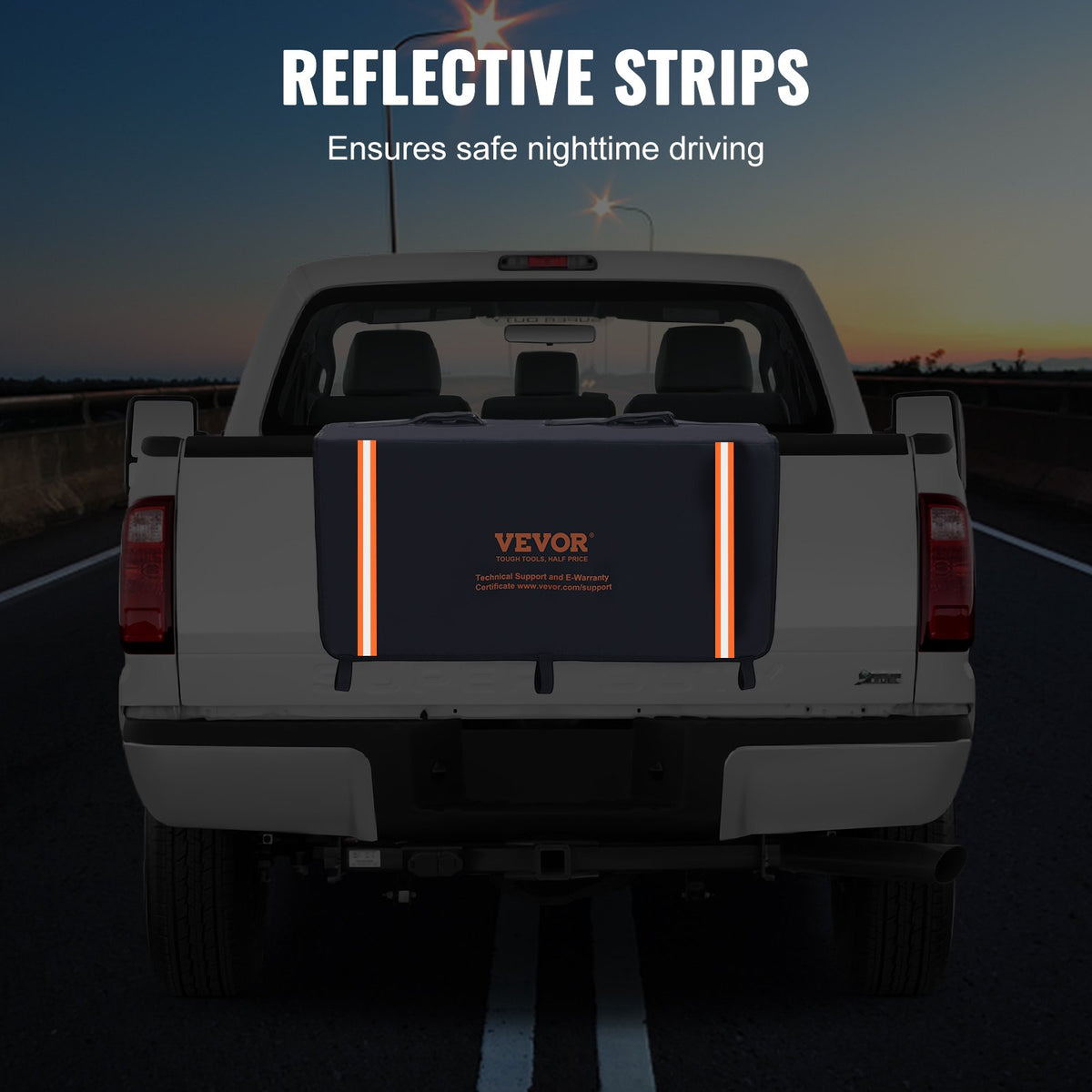 VEVOR Bicycle Carrier Rack for Truck Bed, 840 mm, Fits 2 Mountain Bikes, with Reflective Strips and Tool Pockets, Universal Model for Small Pickup Trucks