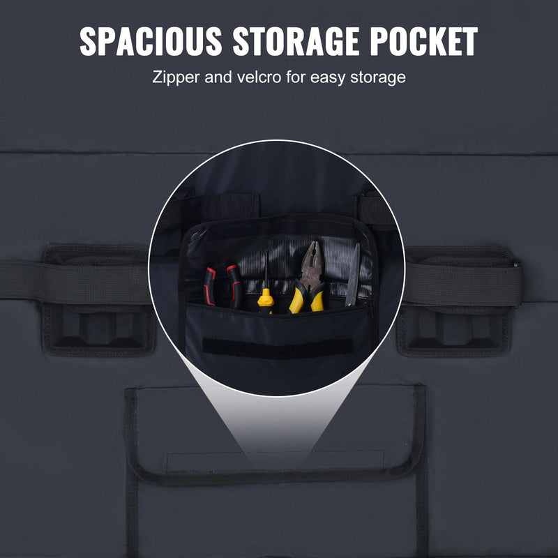 VEVOR velosipēdu aizsargpaliktnis kravas bortam, 840 mm, piemērots 2 kalnu velosipēdiem, ar atstarojošām joslām un instrumentu kabatām, universāls modelis maza izmēra pikapiem