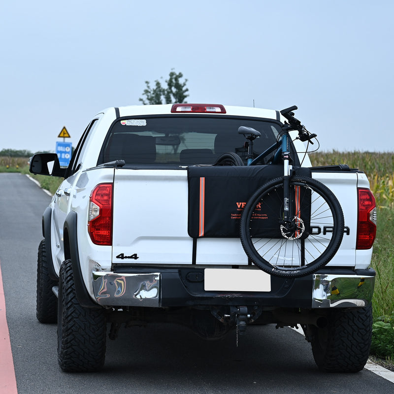 VEVOR velosipēdu aizsargpaliktnis kravas bortam, 840 mm, piemērots 2 kalnu velosipēdiem, ar atstarojošām joslām un instrumentu kabatām, universāls modelis maza izmēra pikapiem