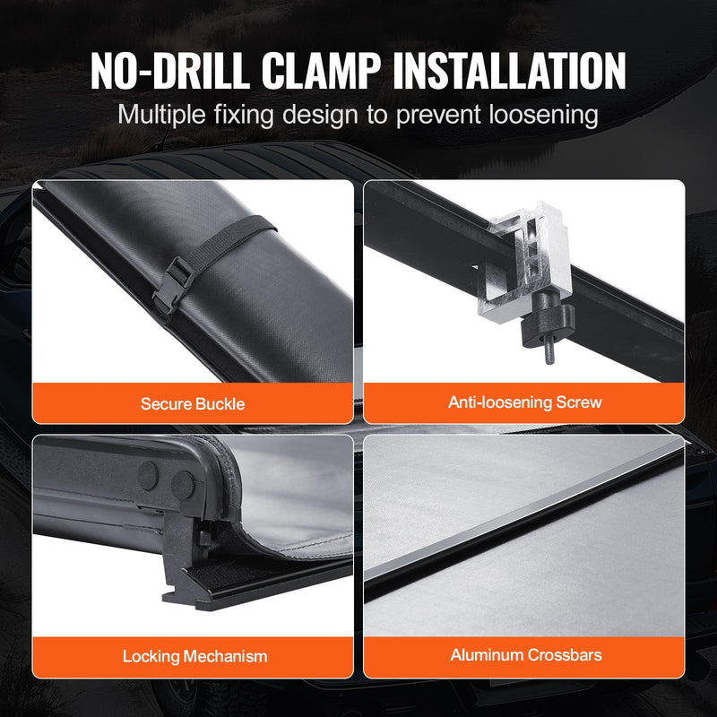 VEVOR salokāms kravas kastes pārsegs Ford F-150 (2009-2024), 1,68 x 1,65 m kravas kastei, mīksts PVC materiāls, 100% piekļuve kravas kastei