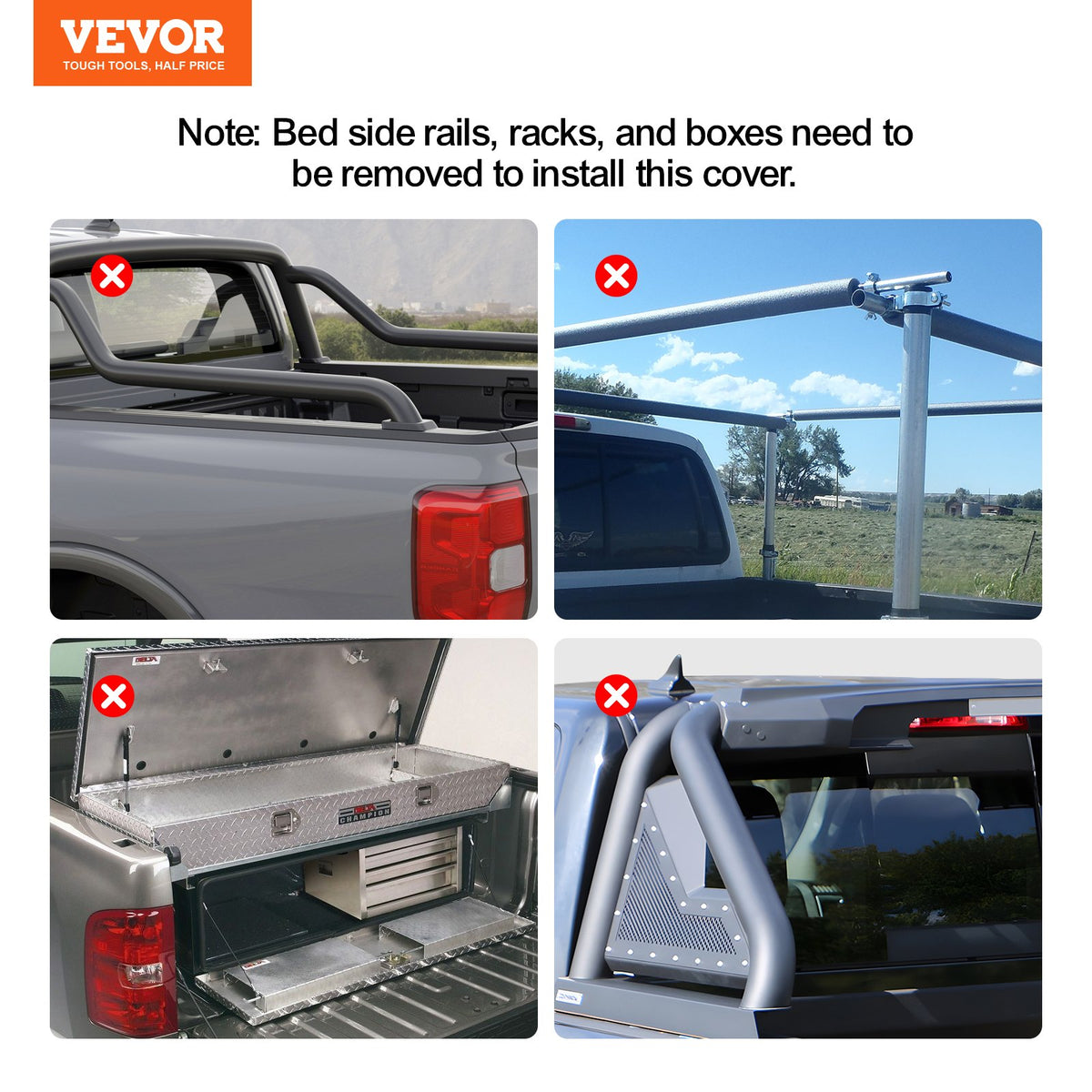 VEVOR Foldable Tonneau Cover for Ford F-150 (2009–2024), 1.68 x 1.65 m Cargo Bed, Soft PVC Material, 100% Cargo Bed Access