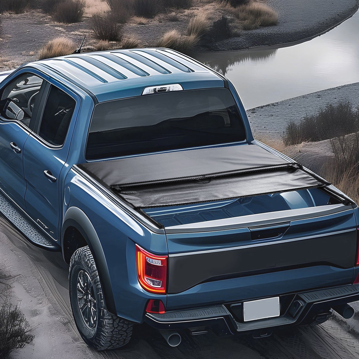 VEVOR Foldable Tonneau Cover for Ford F-150 (2009–2024), 1.68 x 1.65 m Cargo Bed, Soft PVC Material, 100% Cargo Bed Access