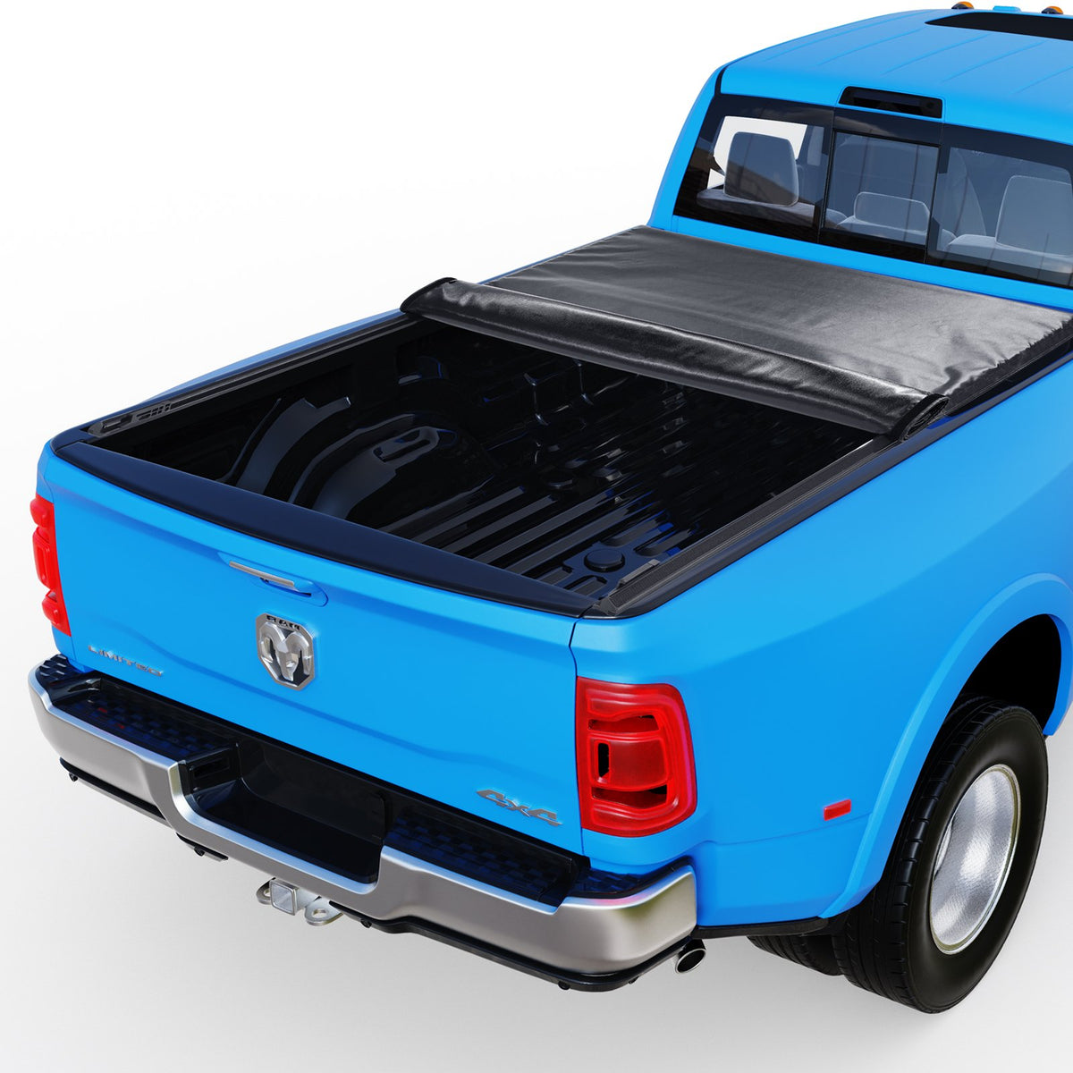 VEVOR Tonneau Cover, Soft Tonneau Cover, Compatible with 2002-2018 Dodge Ram 1500, 2003-2024 2500 3500, 2019-2024 Classic, 195 x 168 cm Truck Bed, Soft PVC Material