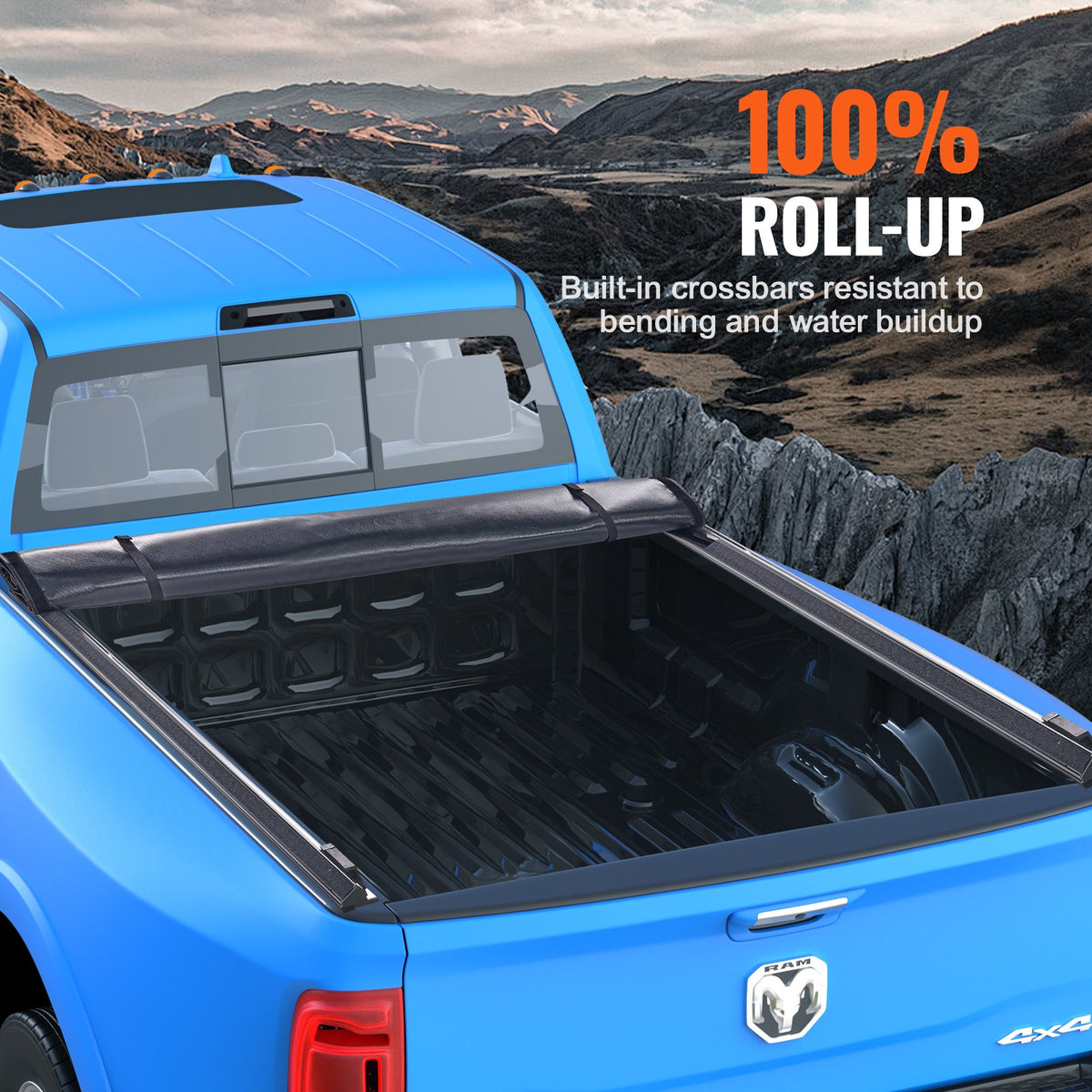 VEVOR Tonneau Cover, Soft Tonneau Cover, Compatible with 2002-2018 Dodge Ram 1500, 2003-2024 2500 3500, 2019-2024 Classic, 195 x 168 cm Truck Bed, Soft PVC Material