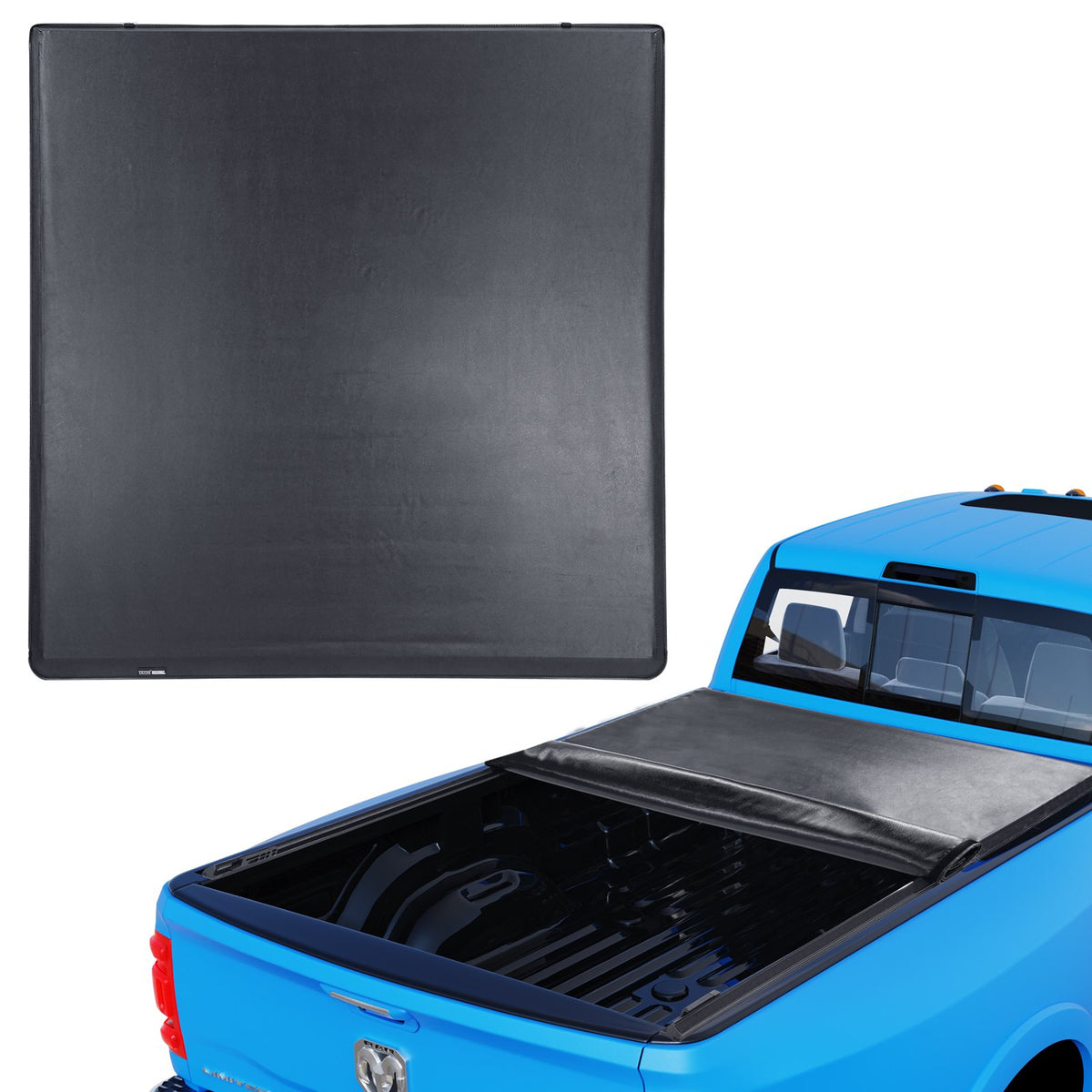 VEVOR Tonneau Cover, Soft Tonneau Cover, Compatible with 2002-2018 Dodge Ram 1500, 2003-2024 2500 3500, 2019-2024 Classic, 195 x 168 cm Truck Bed, Soft PVC Material
