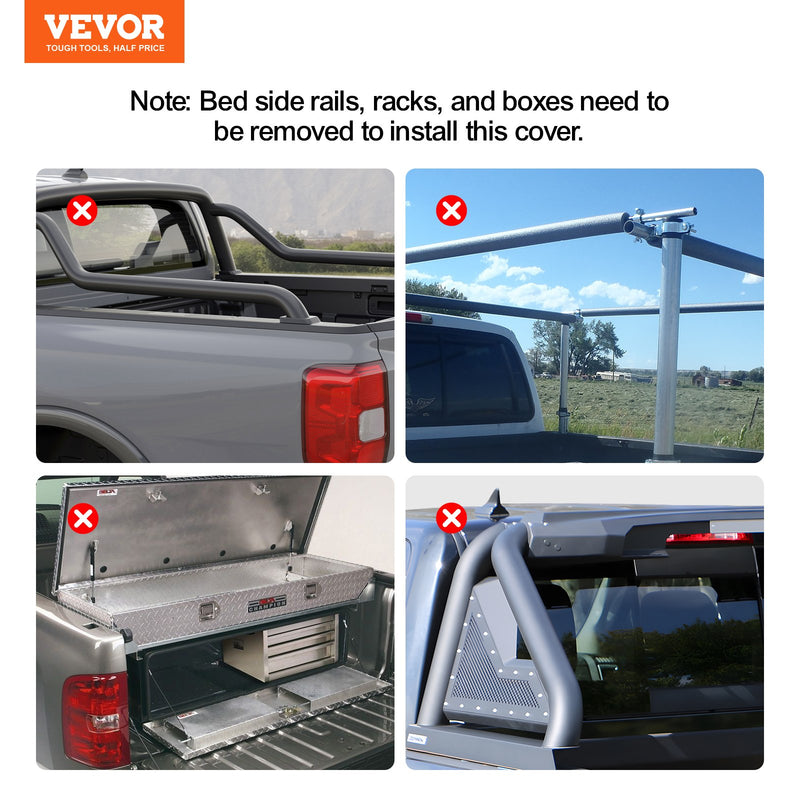 VEVOR mīkstais PVC bagāžnieka pārsegs 1,62 × 1,60 m, piemērots Chevy Silverado/GMC Sierra 1500 (2019–2024, izņemot Classic)