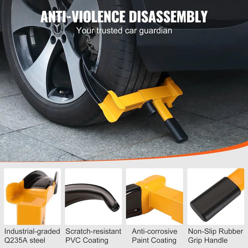 Riteņu pretzagļu skava, 2 gab., regulējama, tērauda, ar 6 atslēgām, piemērota ATV, SUV, automašīnām, kemperiem, golfa ratiem, laivām, motocikliem
