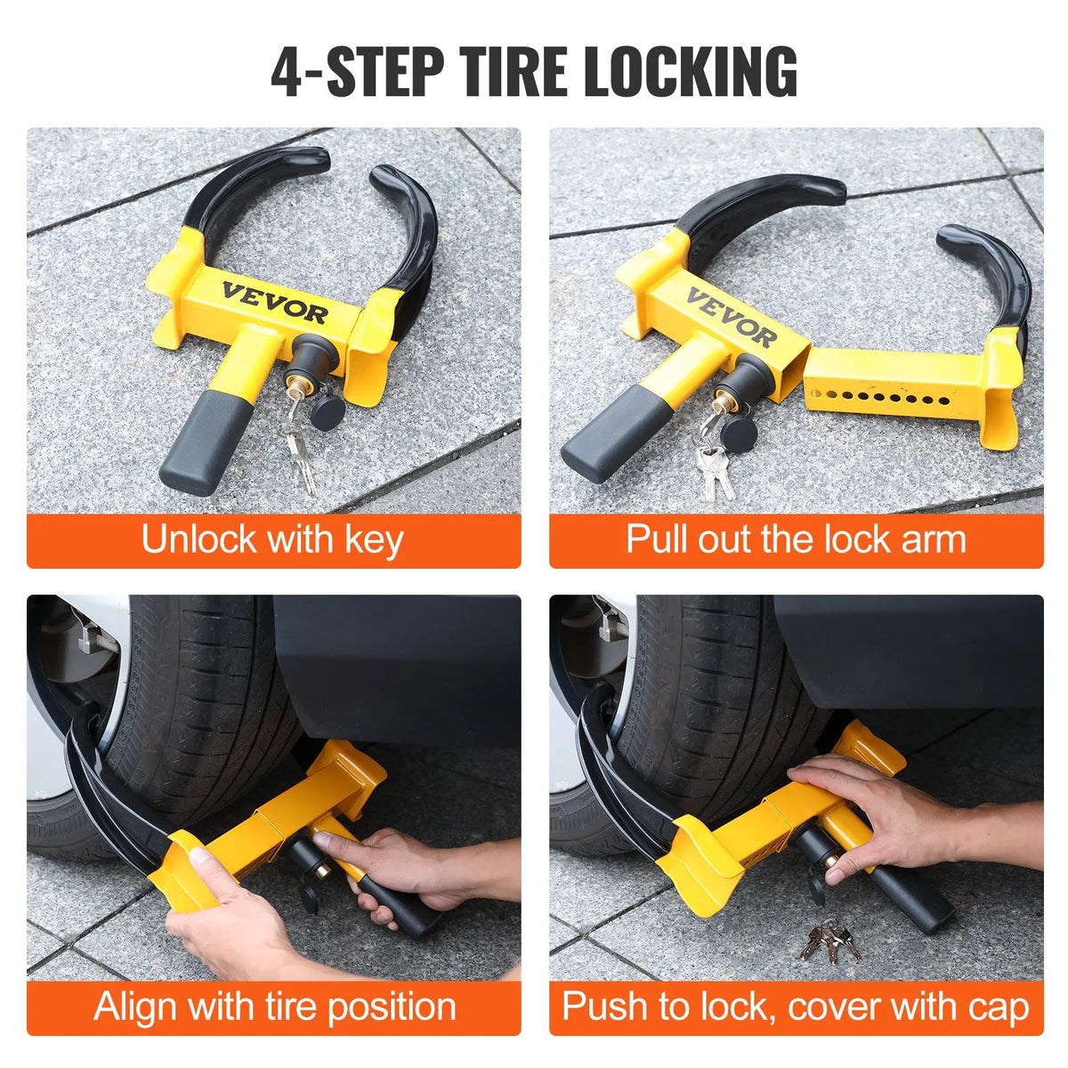 Wheel Anti-Theft Clamp, 2 pcs, Adjustable, Steel, with 6 Keys, Suitable for ATV, SUV, Cars, Campers, Golf Carts, Boats, Motorcycles