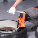 ChatGPT saka: Roku darbināms riepu malas atdalītājs 96,5-106,7 mm ar gumijas spilventiņu alumīnija rumbu aizsardzībai