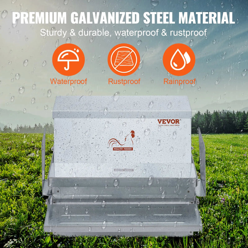VEVOR automātiska putnu barotava, 11,3 kg ietilpība, cinkota tērauda barotava