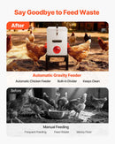 VEVOR automātiskā vistu barotava, 18,14 kg ietilpība, 6 barošanas atveres bez barības zudumiem, ar iebūvētu sadalītāju, aizbīdni un rokturi, metāla konstrukcija vistām, pundurvistām un fazāniem