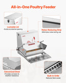 VEVOR automātiska vistu barotava, 18,14 kg ietilpība, lietusizturīga pedāļa barotava ar aizveramu vāku, bez atkritumiem, cinkota tērauda konstrukcija, āra lietošanai, piemērota vistām, bantamiem, putnu mājputniem un fazāniem
