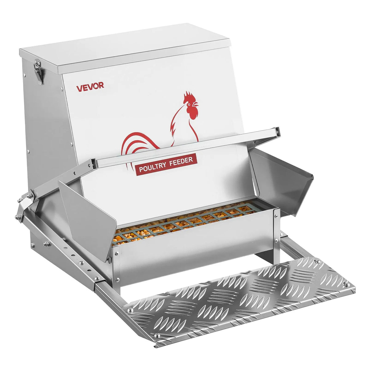 VEVOR automātiskā pedāļa vistu barotava ar aizveramu vāku, lietusizturīga, 18,14 kg