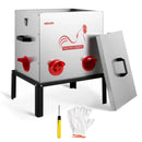 VEVOR automātiskā vistu barotava, 22,68 kg ietilpība, 6 barošanas atveres bez barības zudumiem, ar iebūvētu sadalītāju, aizbīdni un rokturi, metāla konstrukcija vistām, pundurvistām un fazāniem