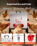 VEVOR automātiskā vistu barotava, 22,68 kg ietilpība, 6 barošanas atveres bez barības zudumiem, ar iebūvētu sadalītāju, aizbīdni un rokturi, metāla konstrukcija vistām, pundurvistām un fazāniem