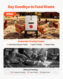 VEVOR automātiskā vistu barotava, 38,56 kg ietilpība, 6 barošanas atveres bez barības zudumiem, ar iebūvētu sadalītāju, aizbīdni un rokturi, metāla konstrukcija vistām, pundurvistām un fazāniem