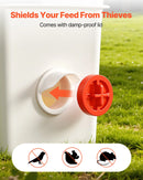 VEVOR DIY vistu barotavas komplekts, 4 barošanas atveres, lietusizturīga putnu barotava ar pārsegu, bez barības zudumiem, automātiska gravitācijas padeves sistēma ar izturīgu tērauda kroņurbi un gumijas blīvgredzenu spaiņiem, mucām, konteineriem un silēm