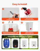 VEVOR DIY vistu barotavas komplekts, 4 barošanas atveres, lietusizturīga putnu barotava ar pārsegu, bez barības zudumiem, automātiska gravitācijas padeves sistēma ar izturīgu tērauda kroņurbi un gumijas blīvgredzenu spaiņiem, mucām, konteineriem un silēm