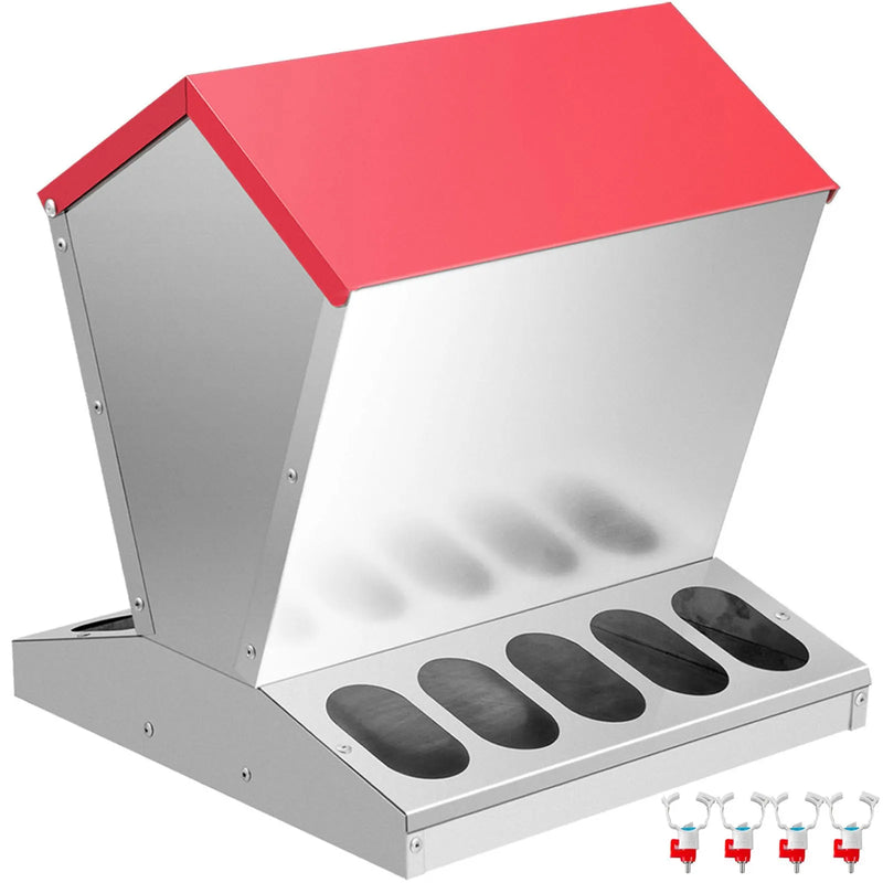 VEVOR cinkotais mājputnu barotājs, 11,3 kg ietilpība, bezatkritumu vistas barotava ar vāku, 10 vistām, 298 × 298 × 400 mm automātiska āra barotava