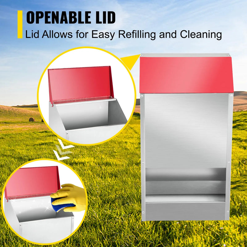 VEVOR cinkots mājputnu barotājs, bezatkritumu metāla vistas barotava ar 22,6 kg ietilpību