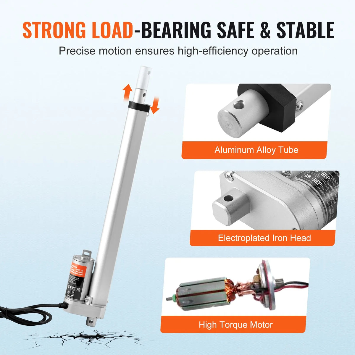 VEVOR Linear Actuator 12 V 30.5 cm Heavy Duty 149.7 kg 1500 N 0.5 cm/s IP54 Protection