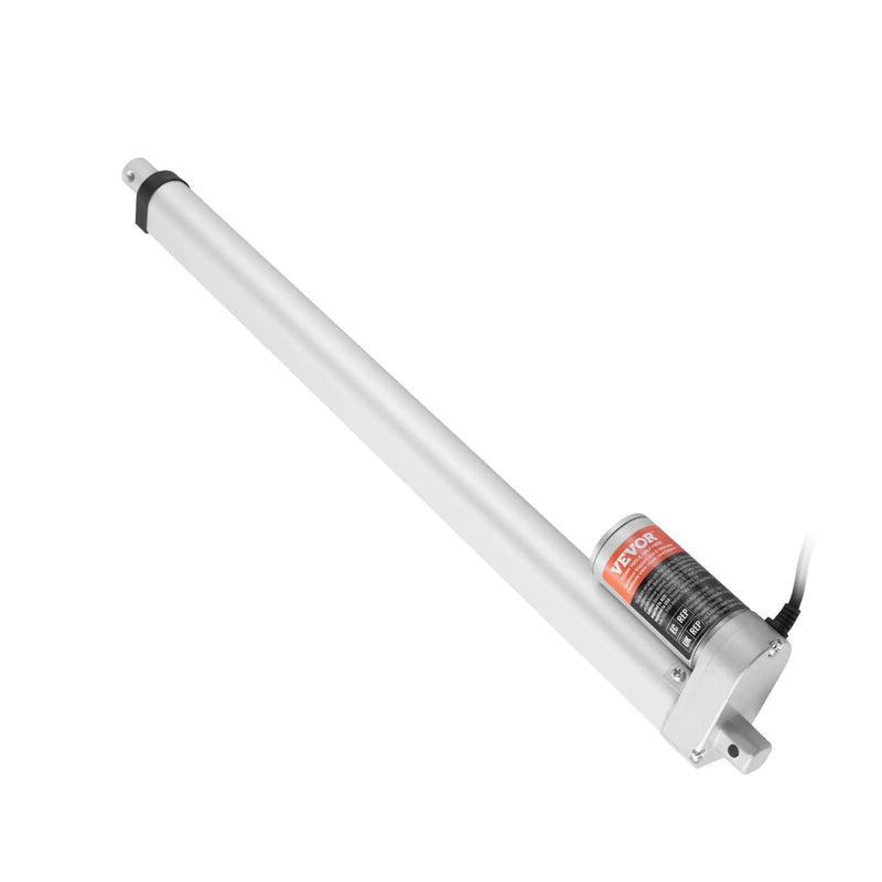 VEVOR lineārais aktuators 12 V, gājiens 45,7 cm, slodze līdz 149,7 kg/1500 N, ātrums 5 mm/s, IP54 aizsardzība