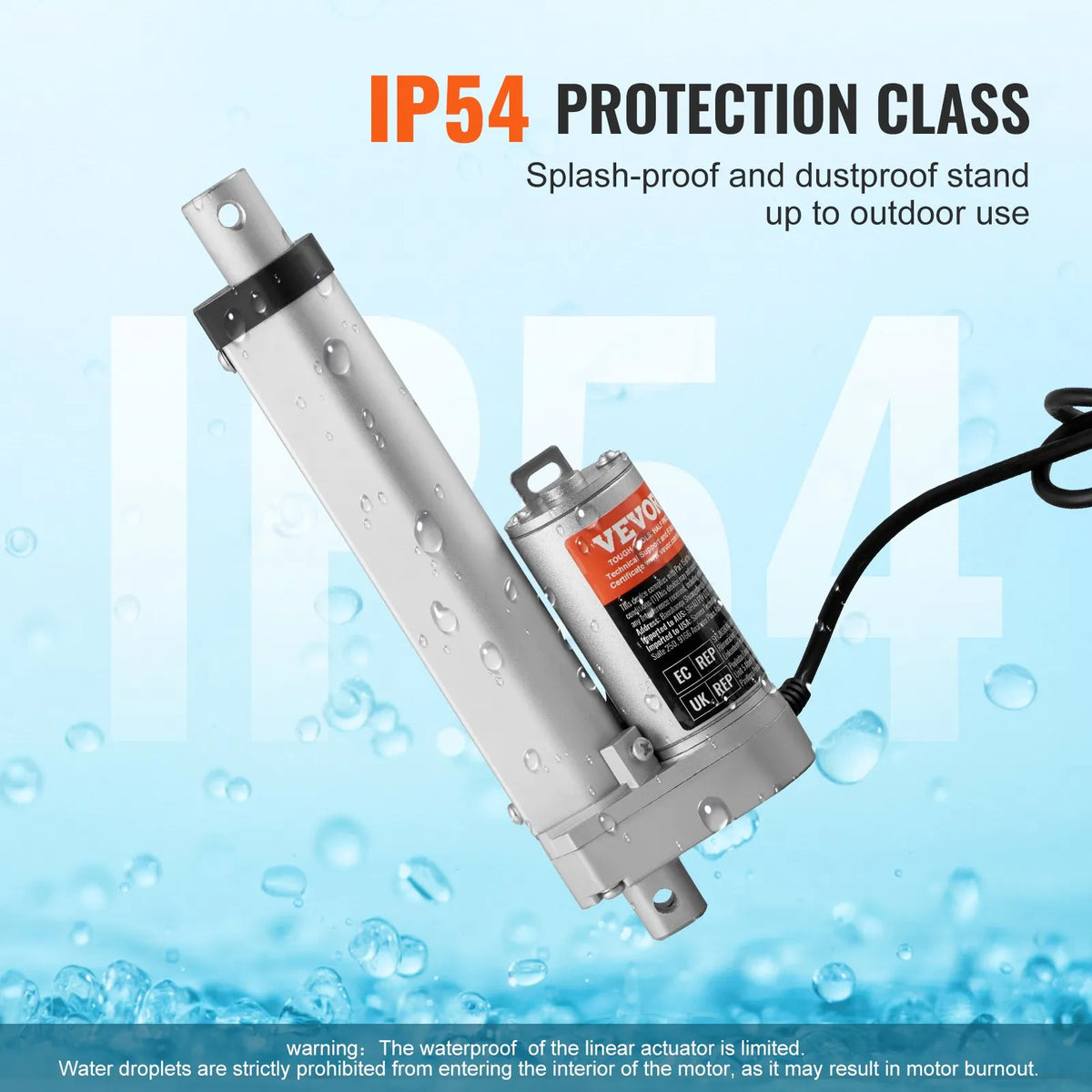 VEVOR Linear Actuator 12 V 10.2 cm High Load 149.7 kg / 1500 N 0.5 cm/s IP54 Protection