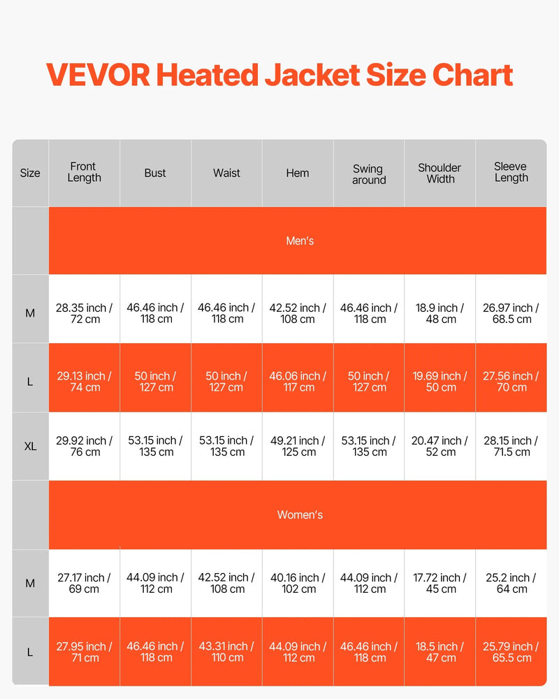 L_VEVOR vīriešu apsildāmā softshell jaka ar 7,4 V akumulatoru, viegls vēja necaurlaidīgs mētelis ar 6 apsildes zonām un 3 siltuma iestatījumiem pārgājieniem un āra darbiem, melna