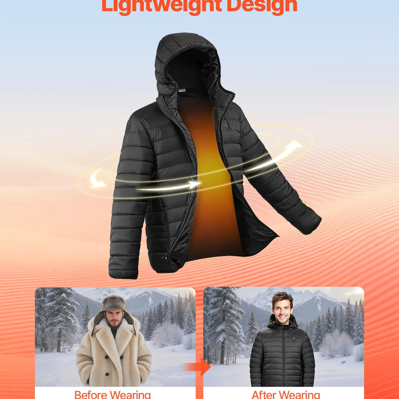 L_VEVOR apsildāmā jaka sievietēm ar 7,4 V akumulatoru, softshell elektriski apsildāma virsjaka, vējaizturīgs viegls apģērbs ar 4 apsildes zonām un 3 siltuma iestatījumiem, piemērota pārgājieniem un āra darbiem, melna