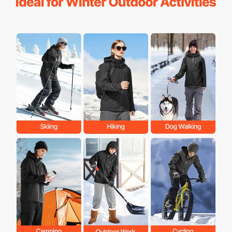 L_VEVOR vīriešu apsildāmā softshell jaka ar 7.4 V akumulatoru, viegls vēja un ūdens necaurlaidīgs mētelis ar 5 apsildes zonām un 3 siltuma iestatījumiem, piemērota mazgāšanai veļasmašīnā