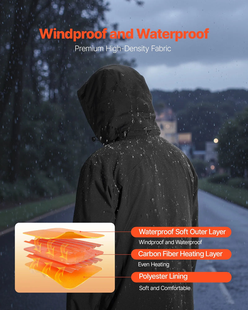 S_VEVOR apsildāmā jaka vīriešiem ar 7,4 V akumulatoru, softshell elektriski apsildāma virsjaka, vējaizturīga un ūdensizturīga viegla virsjaka ar 5 apsildes zonām un 3 siltuma iestatījumiem, mazgājama veļasmašīnā