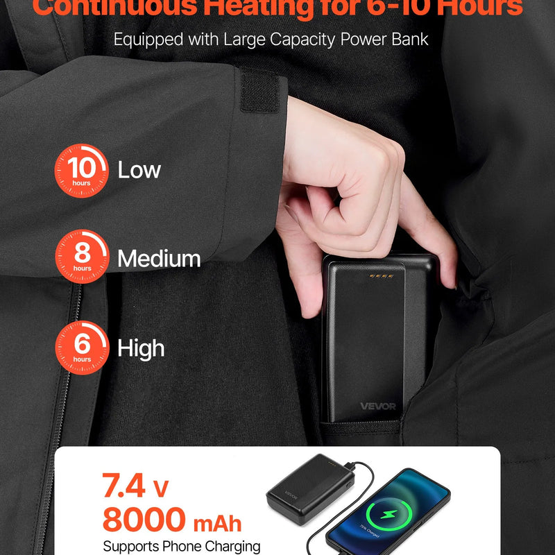 S_VEVOR apsildāmā jaka sievietēm ar 7,4 V akumulatoru, softshell elektriski apsildāma virsjaka, vējaizturīga un ūdensizturīga viegla virsjaka ar 5 apsildes zonām un 3 siltuma iestatījumiem, mazgājama veļasmašīnā