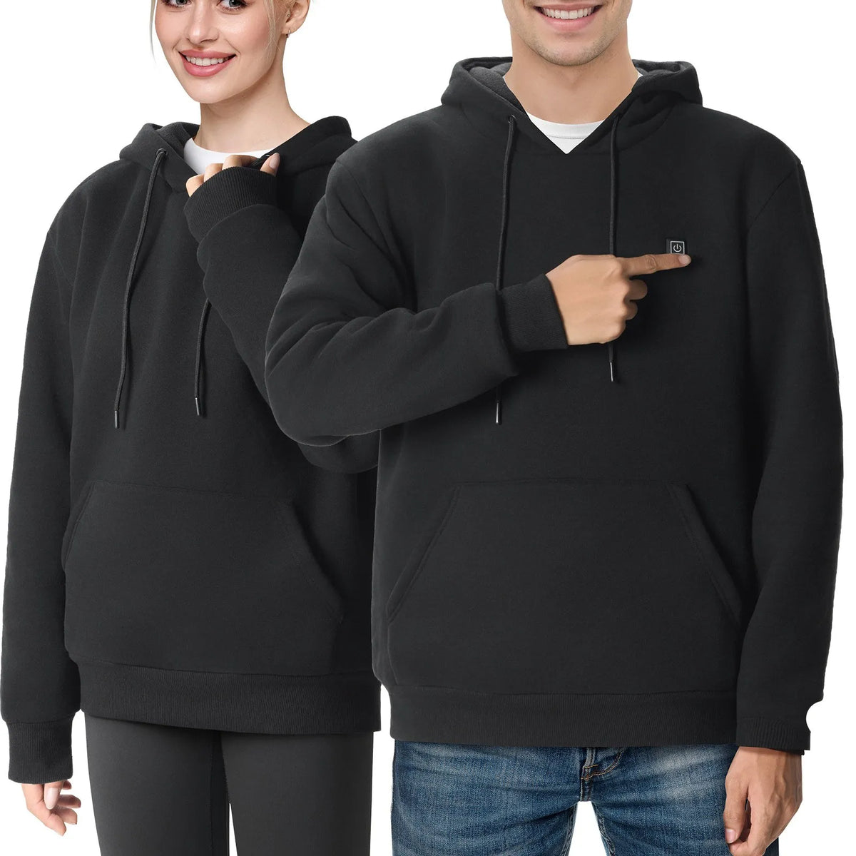VEVOR Heated Hoodie with 7.4V Battery, 5 Heating Zones, Fishing and Camping, Unisex, Black, Size XXL